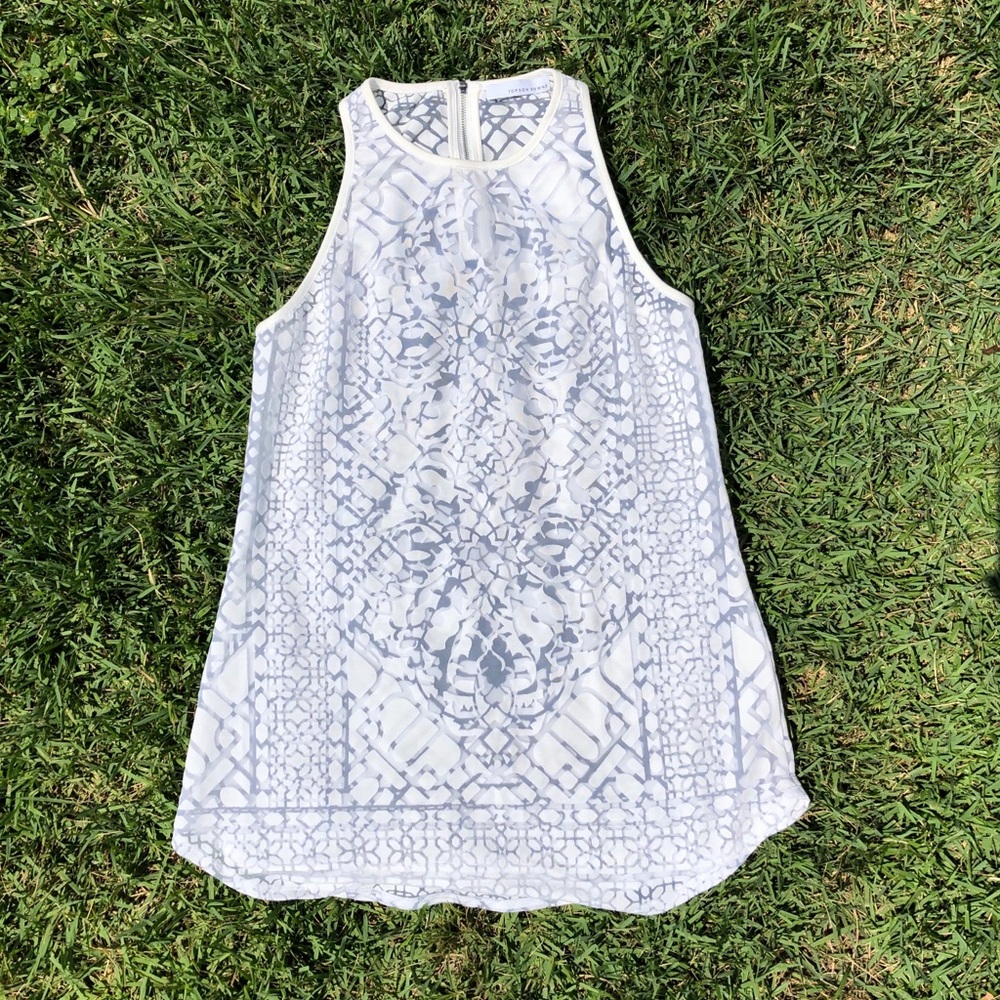 Sheer white fashion tank with zipper in back